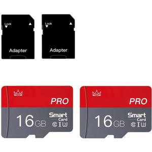 Micro Memory Card 16GB 2-Pack Memory Cards 16GB with Adapter Class 10 High Speed Mini TF SD Card for Smartphones/Camera/Tablet 2-PCS