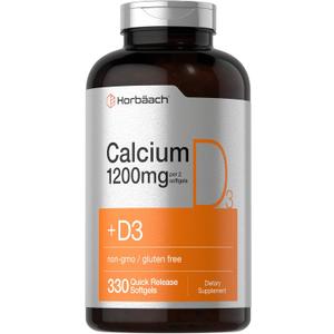 Horbäach Calcium 1200 mg with Vitamin D3 | 330 Softgels, Exp 05/2028