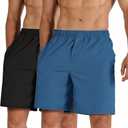 2 x ODODOS Men's Athletic Shorts with Pockets 5" Quick Dry Lightweight Workout Gym Running Shorts, Blue, XX-Large