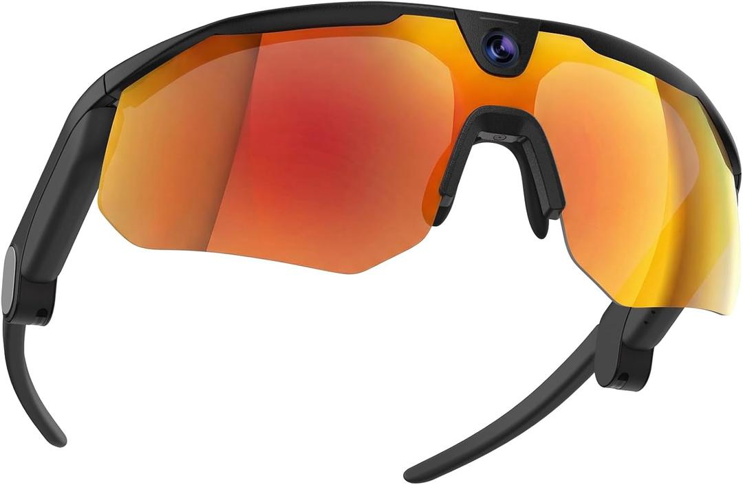 Ranger 4-in-1 Sport Camera Glasses, 16MP 1080P 120FOV Camera Glasses with EIS, Lightweight Sport Sunglasses with AI Video for Outdoor Cycling Hiking (Black)