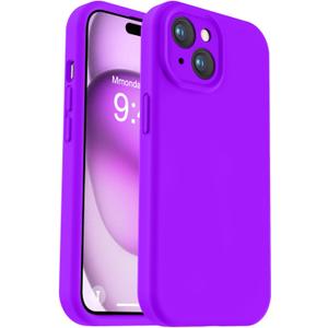 Vooii Compatible with iPhone 15 Plus Case, Upgrade Liquid Silicone [Enhanced Camera Protection] [Soft Anti-Scratch Microfiber Lining] Shockproof Phone Case for iPhone 15 Plus 6.7 inch - Neon Purple