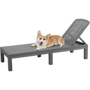 DIMAR GARDEN Outdoor Chaise Lounge,Resin Pool Lounge Chair Waterproof Recliner,Gray, 74 x 22.8 x 11.3 inches