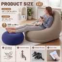 6 Sets Inflatable Bean Bag Chairs Set with Ottoman Electric Pump Folding Blow up Lazy Sofa Loungers Chair with Footstool Couch for Movie Night Film Marathon Gaming Camping (2 Colors), 46 x 36 x 38 inch