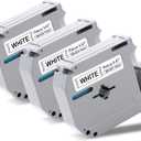 M-K231 12mm Replacement for Brother M Tape 0.47'' White M-K231s MK231 Label Tape Compatible with Brother Ptouch PTM95 PT-90 PT-70 PT-65 PT-60 PT-45 Label Maker (NOT for PTD210 PTD220, NO TZe TZ Tape) (Black on White)