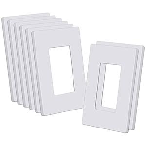 CML Decorator Screwless Wall Plate, 1-Gang Receptacle Outlet Cover, 8 Pack Hidden Screw Smooth Face Switch Plates, Standard Size 2.91"x4.68", UL Listed, White Pack of 2