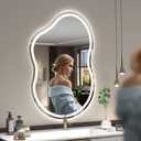 SMIROR Asymmetrical Led Bathroom Mirror 40x 24 inch, Irregular Cloud Lighted Vanity Mirror with Lights for Wall, Anit-Fog, Dimmable, Memory (Vertical/Horizontal)