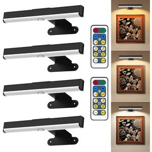 4Pack Wireless Picture Light with Remote,Battery Operated Wall Sconces for Wall Decor,3 Color Timer&Dimmable Paintings Light LED Art Display Lamp Picture Frame Light for Artwork Posters Gallery-Black