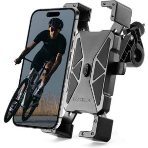 ROCKBROS Bike Phone Mount Holder,Motorcycle Phone Mount Phone Holder for Bike Motorcycle E-Bike Cell Phone Clamp for iPhone 16 15 Pro Max/ 14/13, Galaxy S10 and More 4.5-7.2" (Black)