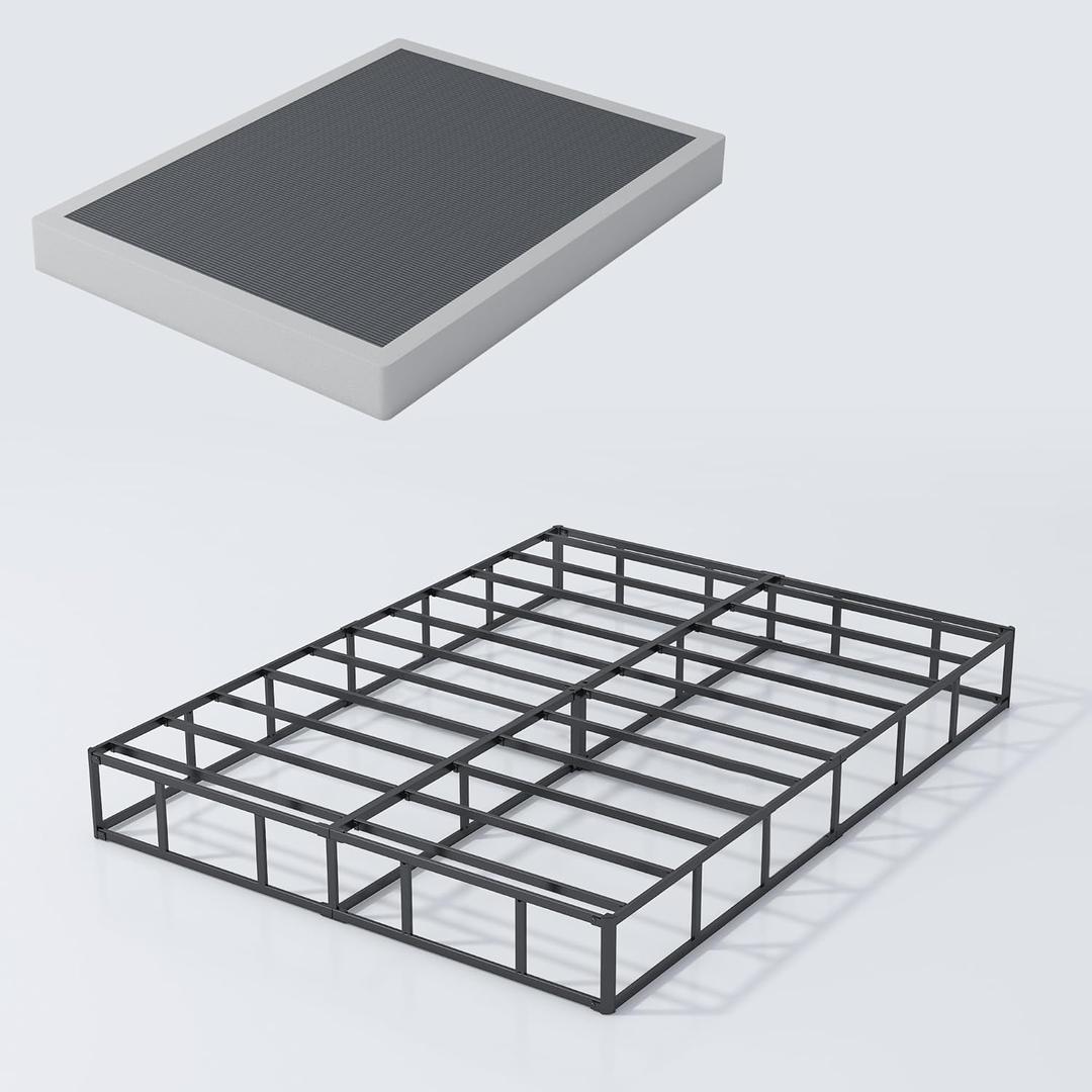 4 Inch Box Spring Full,Heavy Duty Full Size Box Spring,Sturdy Metal BoxSprings Only with Fabric Cover Set, Easy Assembly, Noise Free