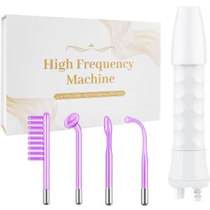 High Frequency Facial Wand,Portable Handheld High-Frequency Facial with 4 Argon Sticks - Violet (4 Violet Tubes)