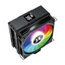 Temperature Display CPU Cooler 4 Heat Pipes 90mm/120mm RGB PWM Fan for AMD:AM4/AM5/INTEL LGA1700/1200/115X (Black, 120mm)