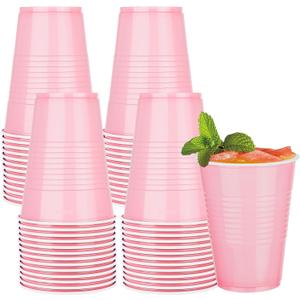 Kochorie 50 Pack 16 Ounce Disposable Plastic Cups Light Pink Plastic Party Cups Heavy Duty Drinking Cup Bulk for Baby Shower Birthday Wedding Party Festival Supplies
