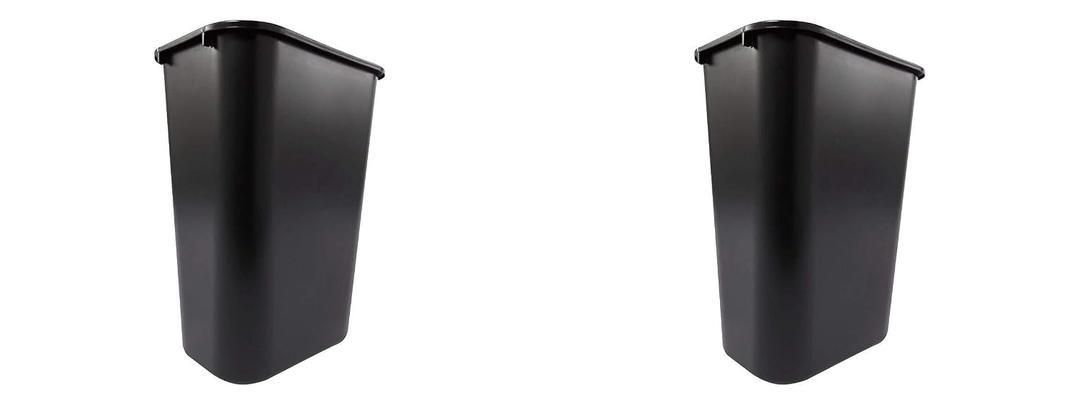 Rubbermaid Commercial 295700BK Deskside Plastic Wastebasket, Rectangular, 10 1/4 gal, Black (2)