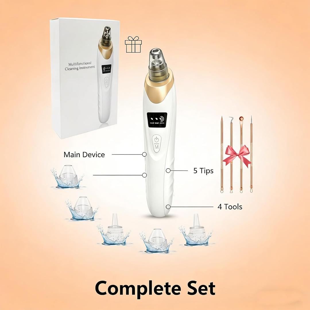 2026 Blackhead Remover Pore Vacuum,Facial Pore Cleaner-5 Suction Power,5 Probes,USB Rechargeable Blackhead Vacuum Kit Electric Pore Vacuum Tool for Adult