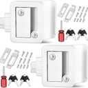 2 Pack RV Entry Door Locks, 100% Metal Camper Lock, Travel Trailer Door Latch, RV Lock Replacement Kit with Paddle Deadbolt, for Camper Horse Trailer Cargo Hauler Truck, White