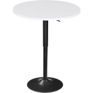 HOOBRO Bar Table, Height-Adjustable Round Pub Table 27-35.4 Inches with Sturdy Base, Modern Style, Easy to Assemble, Suitable for Small Space, White BW58BT01G1