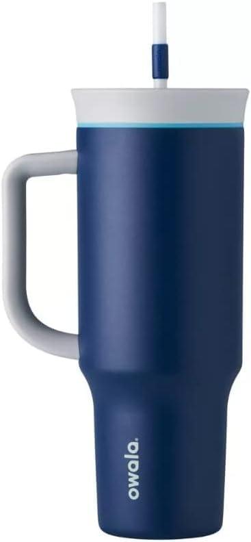 Owala Stainless Steel Triple Layer Insulated Travel Tumbler with Spill Resistant Lid, Straw, and Carry Handle, BPA Free, 40 oz, Dark Blue (Saltwater Starfish) (40 Ounces (Pack of 1))
