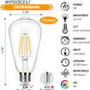 LED Light Bulbs 40 Watt Equivalent, 2700K Soft Warm Light Bulbs, 4W LED ST19 Edison Bulbs, 450LM, E26 Medium Base, High CRI 90+, Not Dimmable, Pack of 12