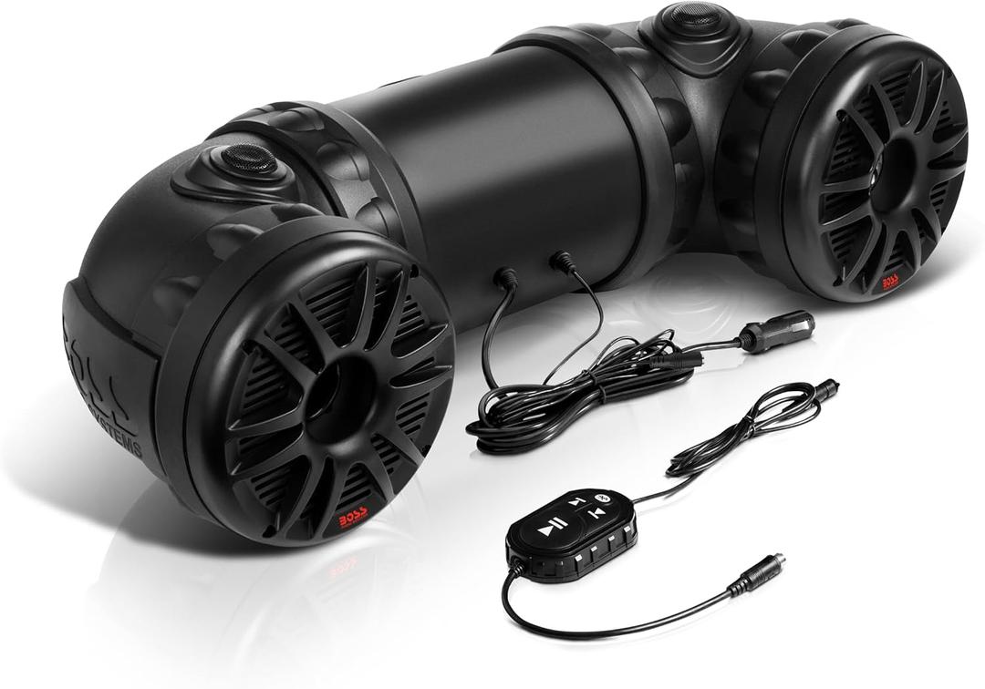 BOSS Audio Systems ATV85B ATV Speaker System - 8 Inch Speakers, 1.5 Inch Tweeters, Full Range Audio, Built-in Amplifier, Bluetooth Remote