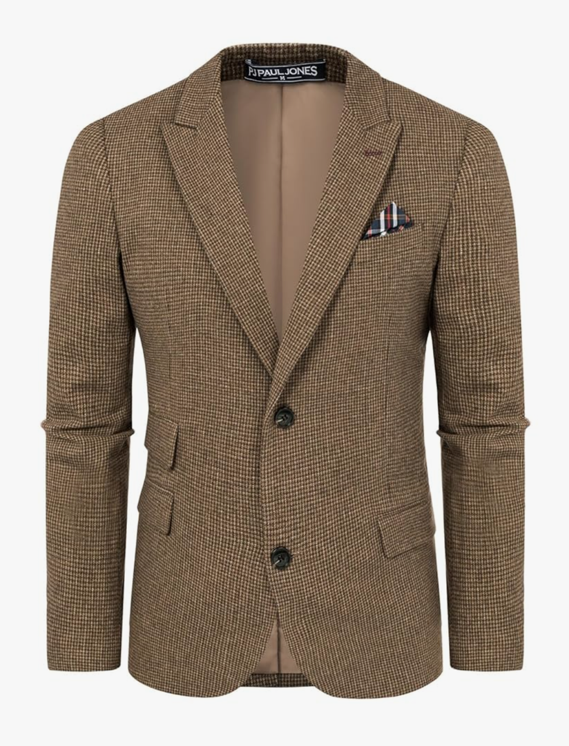 PJ PAUL JONES Men's Vintage Herringbone Tweed Blazers British Wool Blend Sport Coat Jacket, Size XL