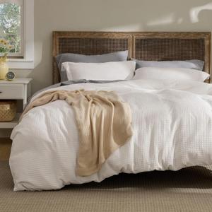 Bedsure Waffle Weave Duvet Cover King Size, Luxury, Soft & Breathable Comforter Cover for All Season, 3 Pieces Wrinkle-Resistant Zipper Bedding with 8 Corner Ties, Ivory White