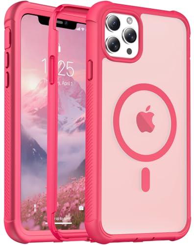jaroco Magnetic for iPhone 11 Pro Max Case, [Compatible with MagSafe][Military Grade Drop Protection][Heavy Duty Protection][Non-Slip][Shockproof] 2-Layer Durable Bumper Phone Case 6.5''-Rose