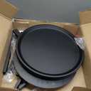 Gadroad Round End Table with Storage Shelf, 2 Tier Farmhouse Side Table Nightstand for Living Room, Bedroom, Wood Tabletop & Black Metal Frame, Black 15.7 * 15.7 * 23.0inches