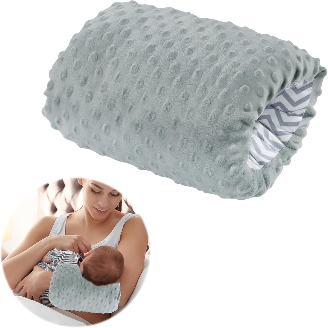 MABOZOO Arm Pillow for Feeding Baby,Flower Print Cozy Cradle Arm Pillow Soft Cotton Bottle Feeding Pillows for Newborn,Double-Sided (Gray Stripe)