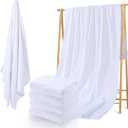 Breling 4 Pieces Sublimation Blank Bath Towel Microfiber Polyester Thick Towel Absorbent White Towel for Sublimation DIY Home Bathroom Beach, 60 x 27 Inch