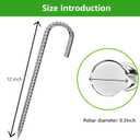 Rebar Stakes 12 Inch Galvanized, J Hook Rebar Stakes 6 Pack Ground Anchors for Tent Heavy Duty for Plants Anti-Rust Landscape Fabric Artificial Turf