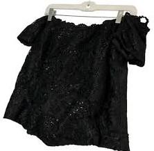 Ta Lise  Evening Formal Black Silk Beaded Sequin Boned Corset Top Size L/XL