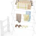 Drying Rack Clothing, 3-Tier Clothes Drying Rack Foldable, Antirust Laundry Drying Rack Collapsible Use for Indoor & Outdoor, 11.8" D x 34.6" W x 35.4" H, White
