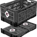 Surecan Heavy Duty Collapsible & Stackable Plastic Crate - Snap Lock Foldable Industrial Garage Storage Bin Container Utility Tote Basket