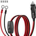 RIIEYOCA 12V 24V Cigarette Lighter Male Plug to O-Ring Terminal Extension Cord,16 AWG Heavy Duty 15A Car Cigarette Lighter Replacement Power Cable with On/Off Switch for Cars,Boats(1M/3.3FT)