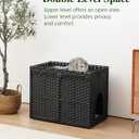 SETVSON Cat Litter Box Enclosure Furniture, Hidden Litter Box, Cat Litter Box Cabinet with 2 Litter Mats, Handwoven Rattan Large Space Cat House, Indoor for Living Room, Bedroom, Apartment Black