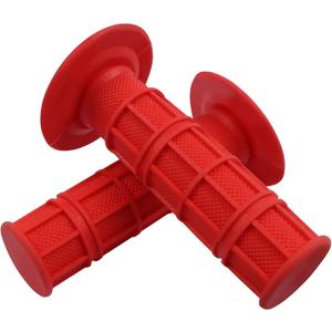 Worldmotop Motorcycle Handlebar Grips Non-Slip Soft Rubber Grips Handlebar with 7/8" 22mm 24mm Replacement for All Off Road ATV Dirt Bike, Bike Handle Grips(Red)