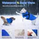 Dogcheer Dog Coat with Harness, Waterproof Warm Dog Winter Jacket with Pockets, Reflective Pet Fleece Jacket Turtleneck Snowsuit for Small Medium Large Dogs - Blue, 3XL (XXX-Large(Chest:42.9" Back:26.8" Neck:26.8"))