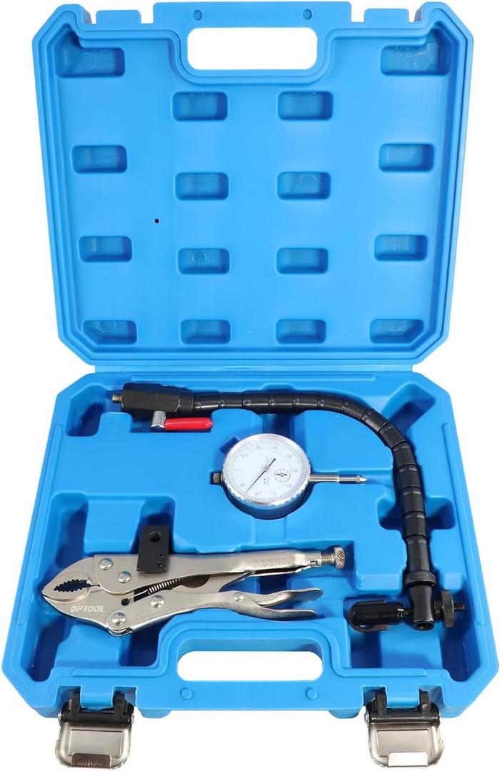 Disc Brake Rotor Gauge Ball Joint Prop Shaft Runout Flatness Measure Tool with Flexible Arm Tight Grip Locking Vise, 7 in Locking Pliers & 360° Flexible Stem Holder, 0.01 mm Precision Dial Indicator