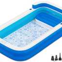 Large Inflatable Swimming Pool, 120" X 85" X 26" Oversized Thickened Blow Up Pools for Adult, Inflatable Pool with Seat and Pump, Family Swimming Pool for Backyard Lawn Indoor Outdoor