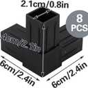 8 PCS 1''/25mm Plastic Square Tube Connector, 3-Way Side Outlet Elbow 90 Degree L-Shaped Pipe Fitting, Suitable for OD 25mm/1'' Square Tube, Corner Joint Connector for Shelf, Fence, Handrails (Black)