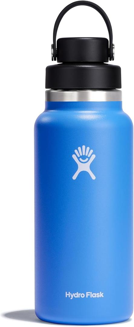 Hydro Flask Water Bottle - Insulated Stainless Steel - Wide Mouth Chug Lid, Non Spill, Leakproof in 32 Oz Cascade Blue