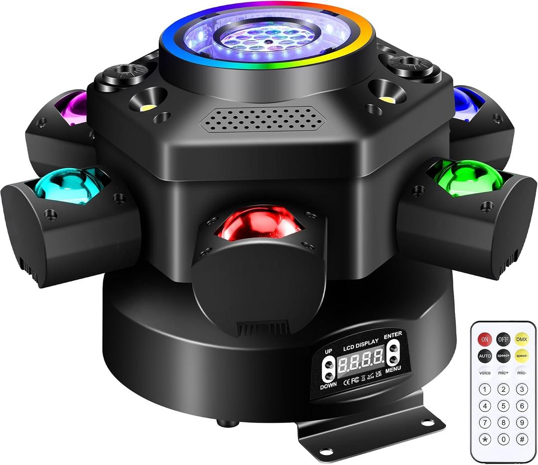 Moving Head DJ Lights with Kaleidoscope Beam Effects,540 DMX Lighting & 180 6 Arms Rotation,Luces DJ Profesional with Remote Supports Starlight,Sound Activated for Party Club Wedding Bar