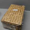 LUSYDECO Set of 2 Rectangular Wicker Storage Bins with Lid, Rattan Basket Decorative Boxes, Multipurpose Organizer Display Boxes for Shelf Organizer, Boho Rattan Box for Home Decoration