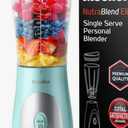Mueller Personal Blender for Shakes and Smoothies with 15 Oz Travel Cup and Lid, Juices, Baby Food, Heavy-Duty Portable Blender & Food Processor, Turquoise Set Of 4