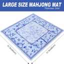 Jongyance Large Blue Printed Mahjong Mat (31.5x31.5) with Black Carrying Bag, Anti-Slip, Noise-Reducing, Mahjong Table Mat for Mah-jongg,Poker, Board Games, Dominoes, and Card