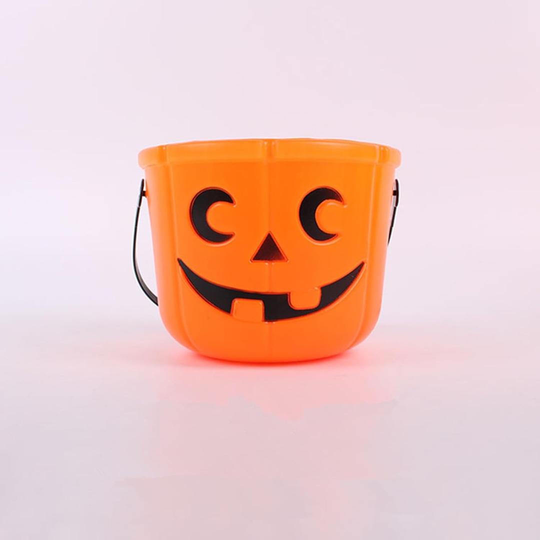 Halloween Pumpkin Bucket Large Halloween Candy Buckets Portable Jack-O-Lantern Buckets with Handles for Kids Halloween Party Favors Props Room Dcor (E)