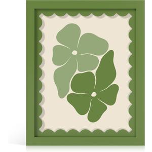 8x10 Picture Frame with Real Glass, Wooden cute 8 x 10 Photo Frame with Wavy Mat for Tabletop and Wall Hanging, Green, 1 Pack