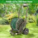 GOFORWILD Garden Hose Reel Cart with Wheel, Hold up to 200 Ft of 5/8" Hose, Heavy Duty Steel Frame Water Hose Reel Cart with Storage Basket, Mobile Hose Reel for Outside Garden Lawn Yard