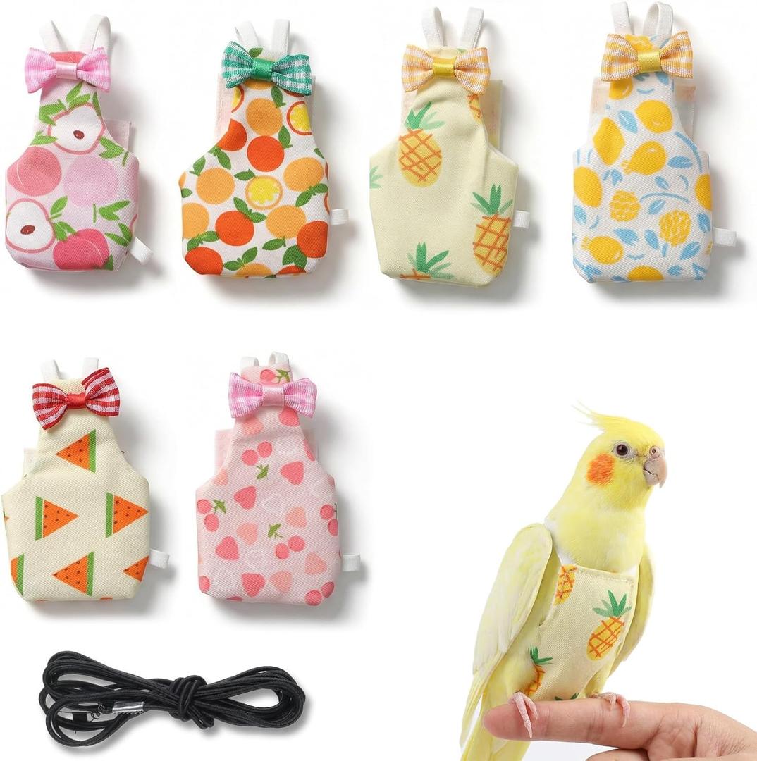 7 Pcs Bird Diaper - Reusable Parrot Diaper with Waterproof Inner - Cute Chicken Pants Pet Diapers Nappy for Parakeet, Cockatie,l Mini Macaw, Canary, Pet Chicken & Duck