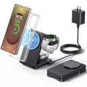 3 in 1 Magnetic Foldable Wireless Charger for Samsung, Fast Mag-Safe Charging Station for Galaxy S26 S25 S24 Ultra Plus/Z Fold/Z Flip 7/6/5, Charger Stand for Galaxy Watch Ultra /8/7/6/5/Pro, for Buds